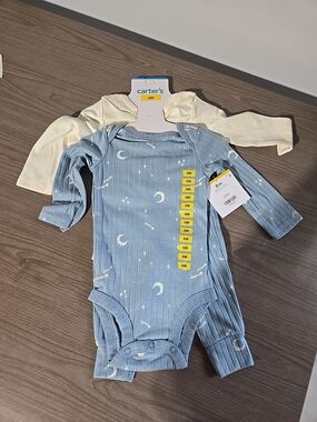 Carter's Blue and Cream Two-Piece Pajama Set - Moon & Stars